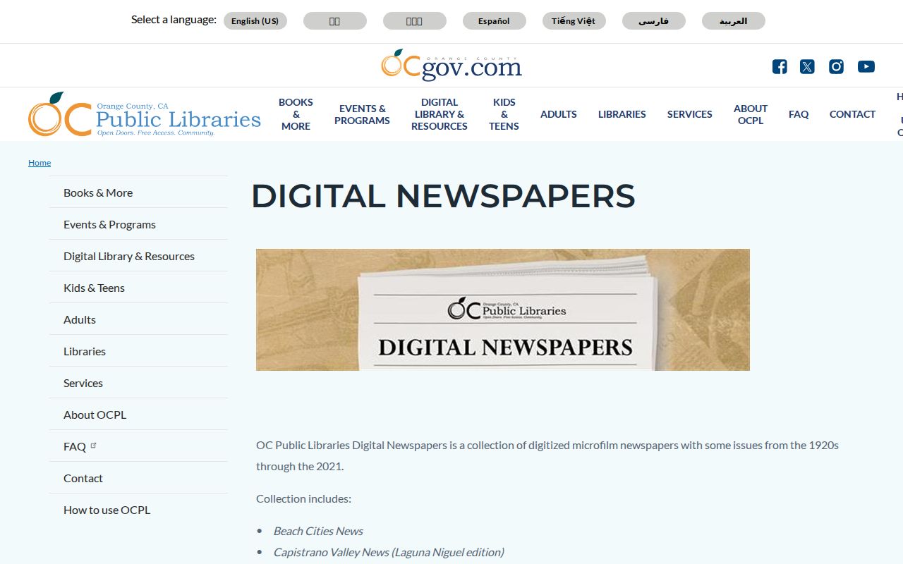 Dana Point city directory newspaper research access