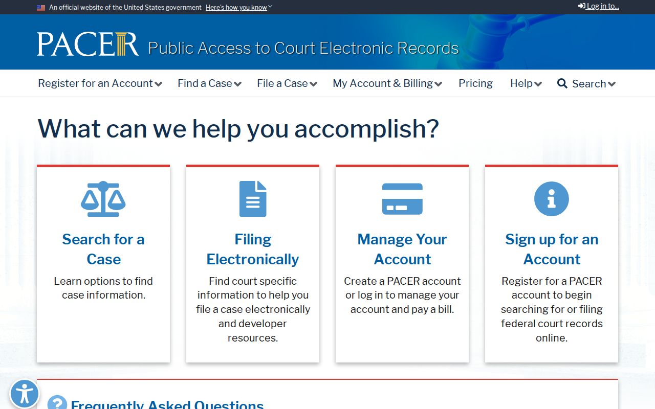 Dana Point previous residents federal court records access through PACER