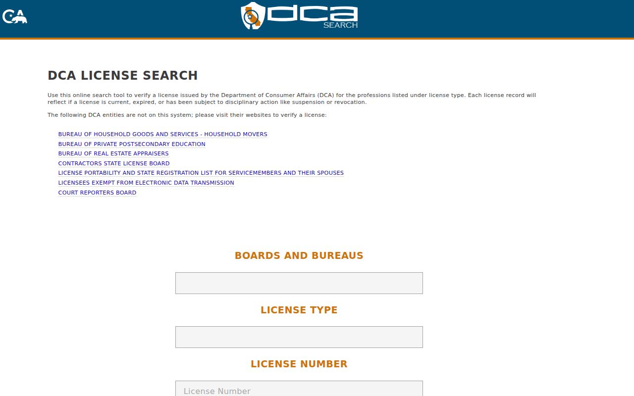 Dana Point resident lookup California professional license search