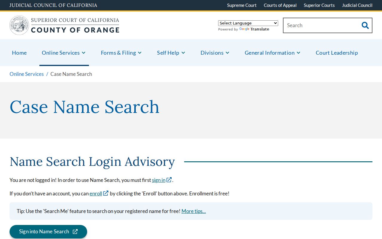 Dana Point resident lookup Orange County Superior Court case name search